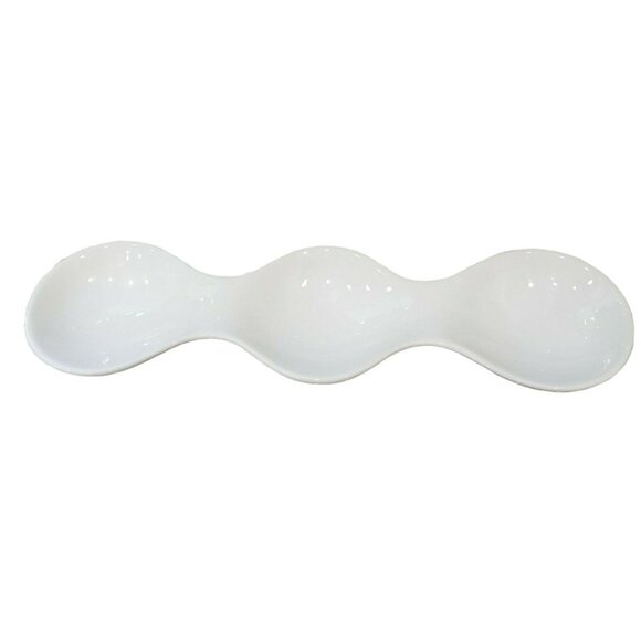 Pier 1 Imports Trio Appetizer Condiment Dip Sauce Tray Serving Dish 3 Sections - Picture 1 of 4